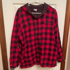 L.L. Bean Women’s Fleece Lined Hooded Flannel, Large